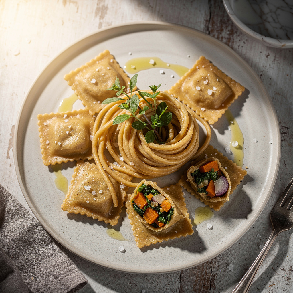 Kale and Sweet Potato--Stuffed Ravioli