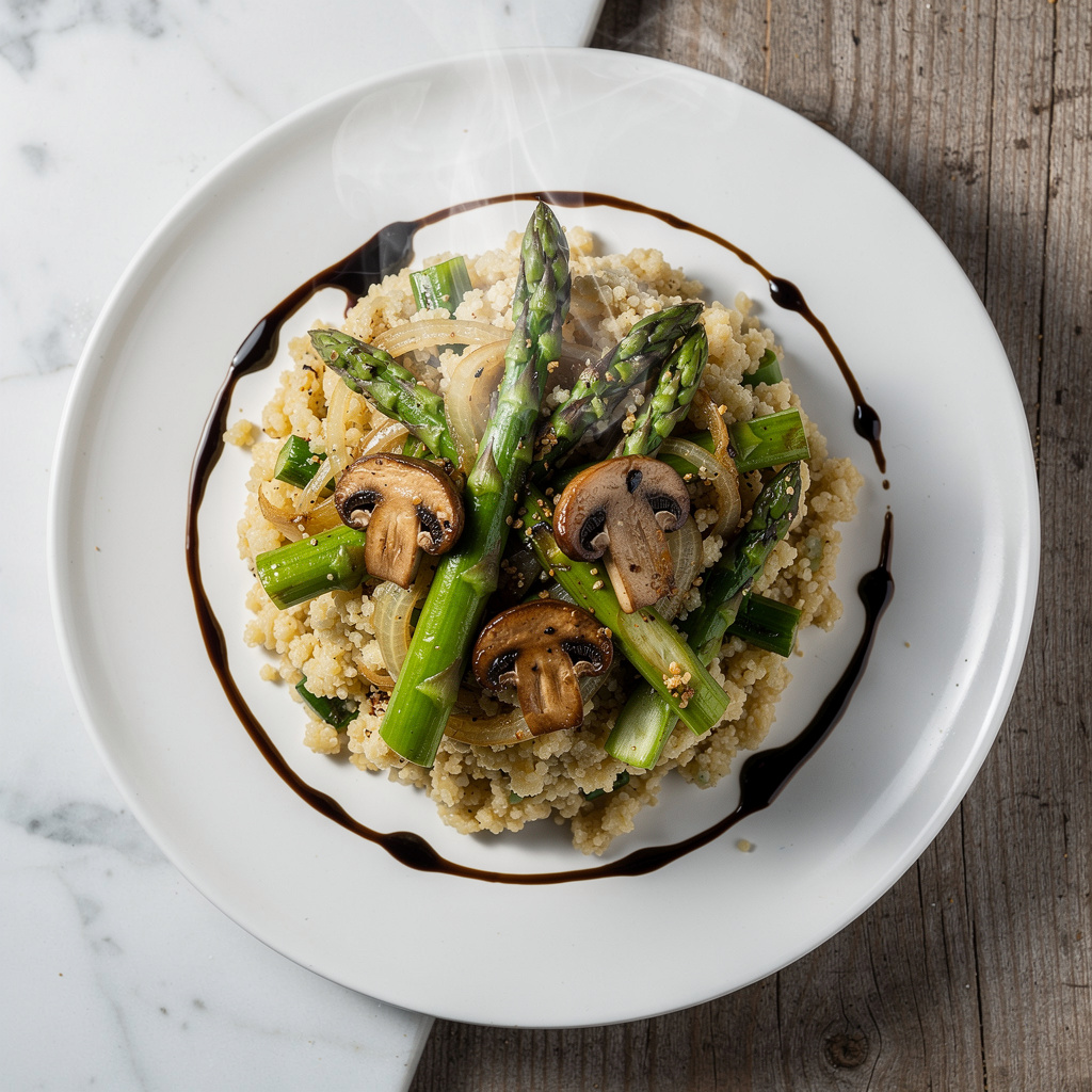 Cauliflower Rice "Risotto" with Asparagus & Mushrooms