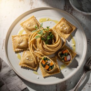 Kale and Sweet Potato--Stuffed Ravioli