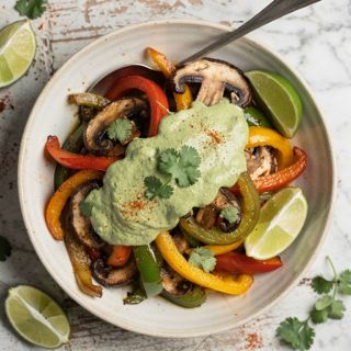 Fajitas with Creamy Cilantro Sauce