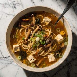 Miso Soup with Noodles and Tofu