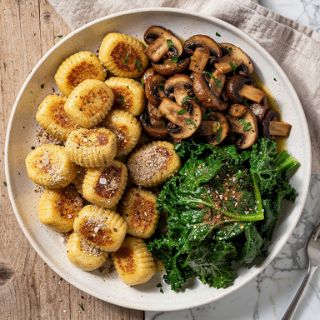 Potato Gnocchi with Mushrooms and Greens
