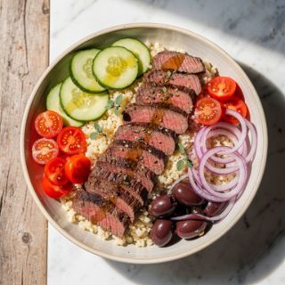 Greek Beef Cauliflower Rice Bowls