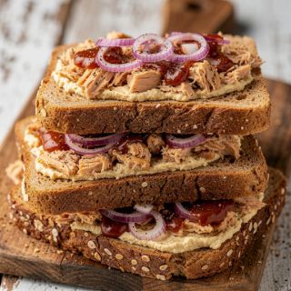 Open-Faced BBQ Hummus Tuna Sandwich